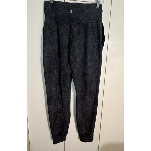 Athleta Women Salutation Garment Dye Jogger Pants M Black Soft Stretch Comfort - Picture 7 of 7